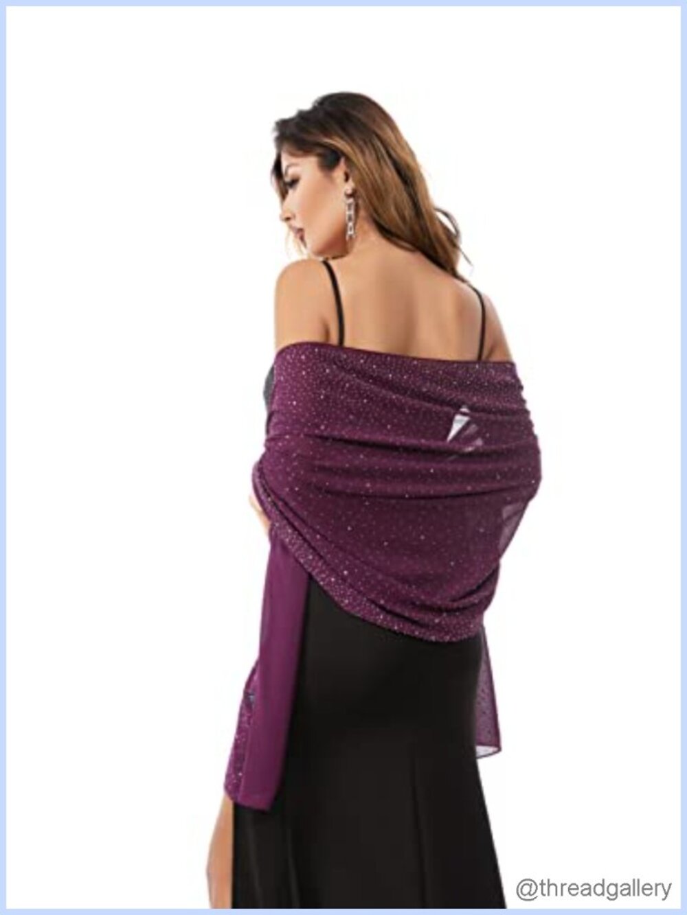 Chiffon Shawl Wrap Rhinestone Glitter Evening Dress Scarf